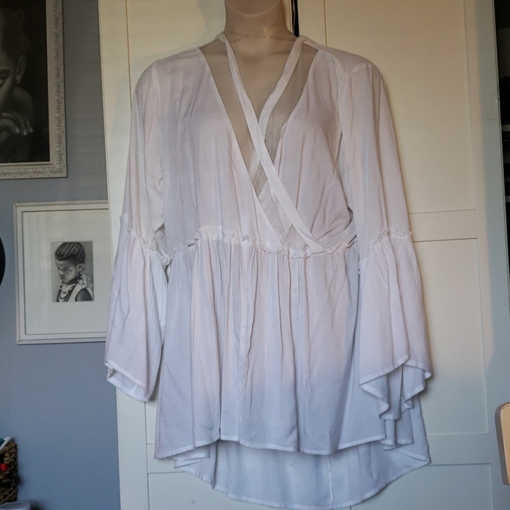 Ashley Stewart White Empire waist peasant top